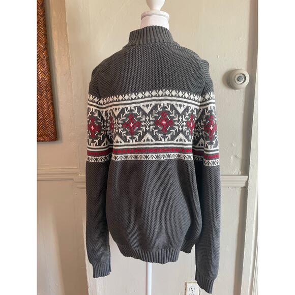 Mens IZOD Heavyweight Gray 1/4 Zip Christmas Winter Sweater Size L - Picture 4 of 6
